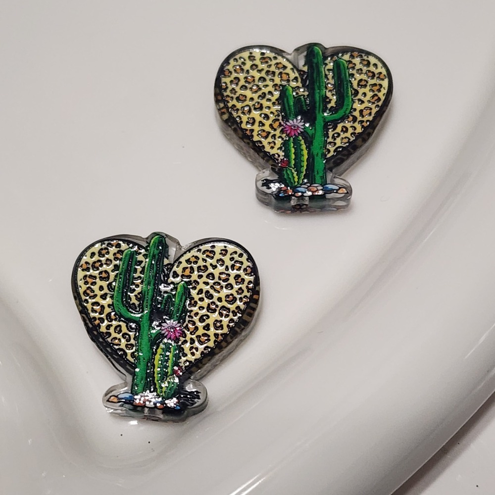 Cactus Heart Beads 2 Pcs Focal Beads Beaded Pen Jewelry Charms Acrylic